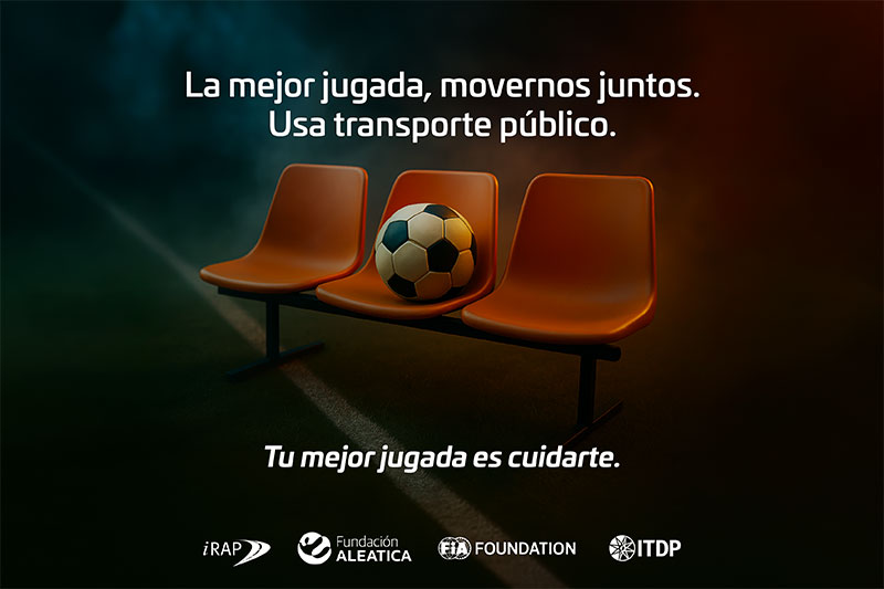 The campaign promotes safe travel for football fans including chasing public transport.