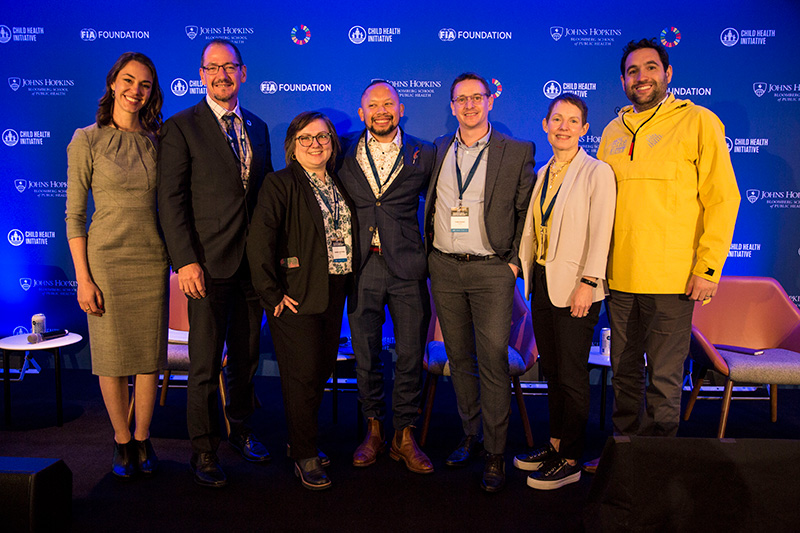 The first panel featured: Rob McInerney, iRAP Chief Executive Officer; Tom Bishop, Amend Programme Director; Nancy Pullen-Seufert, National Center for Safe Routes to School Director; Aimee Gauthier, ITDP Chief Knowledge Officer; Sam Balto, educator and walking school bus and bike bus specialist; and Atsani Ariobowo, FIA Foundation Child &amp; Youth Health Director as moderator.